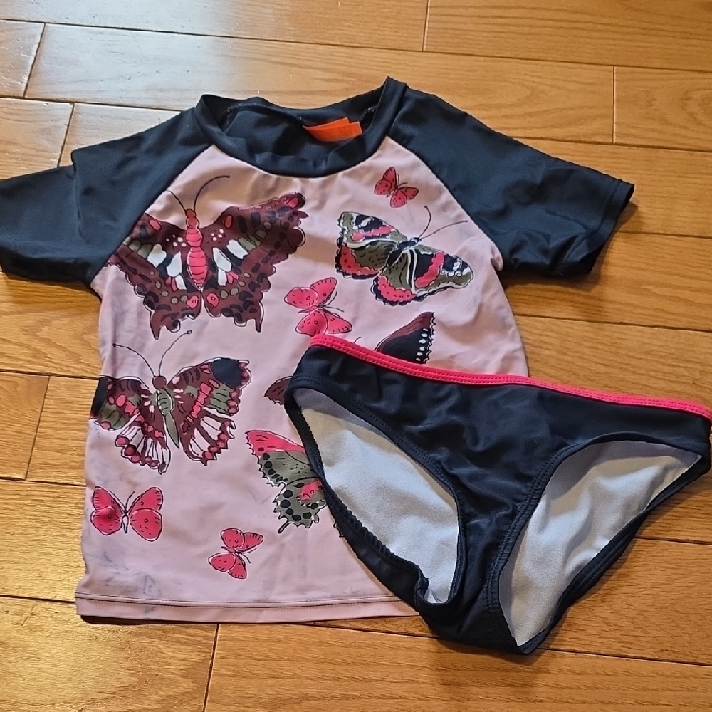 Kids Butterfly Swim Set - Black and Pink